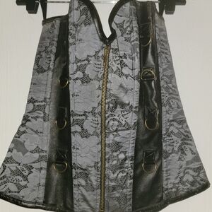 Beautiful Ladies Large corset, Silver/ Gray for motorcycle, or Gasparilla wear